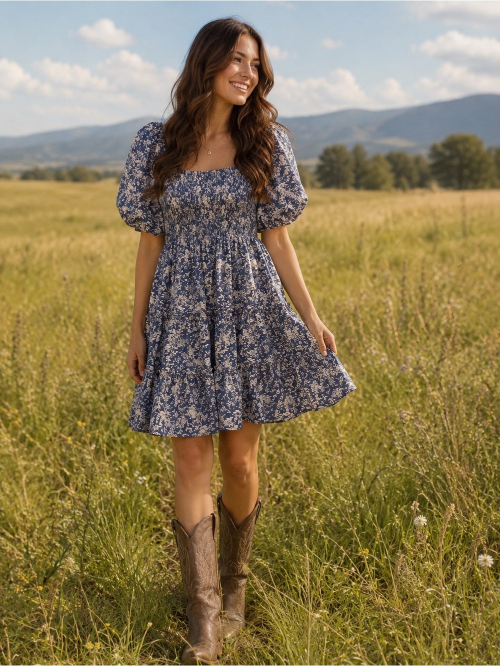 Altar’d State Floral Smocked Mini Dress – Size XS